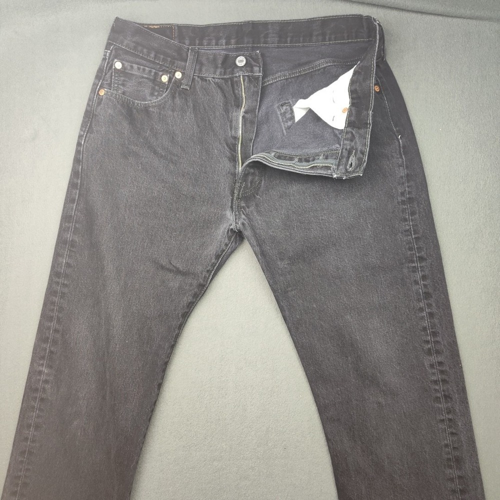 Levis 501 Jeans Mens 35x30 Black Custom Altered Black Circle‎ Straight Leg Denim - Picture 6 of 16